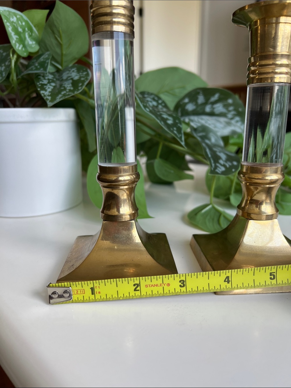 Vintage Brass Lucite Candle Holders Pair Set of 2 - Picture 14 of 15